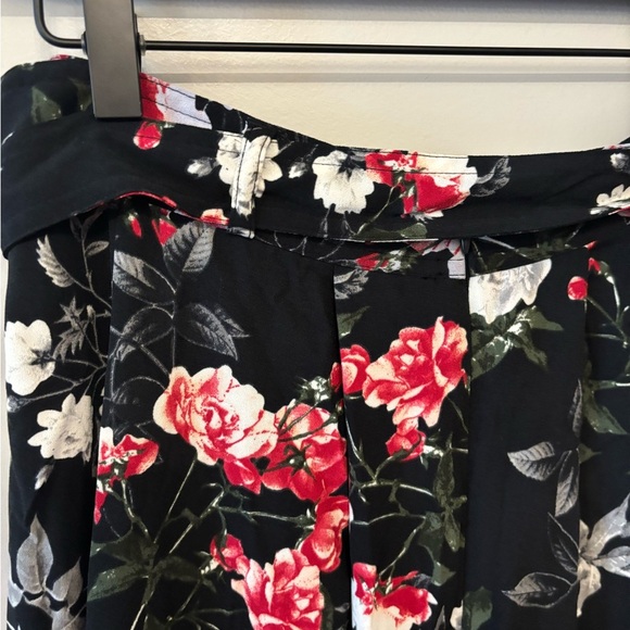 Banana Republic black floral aline midi skirt with belt size 6 - Picture 11 of 14